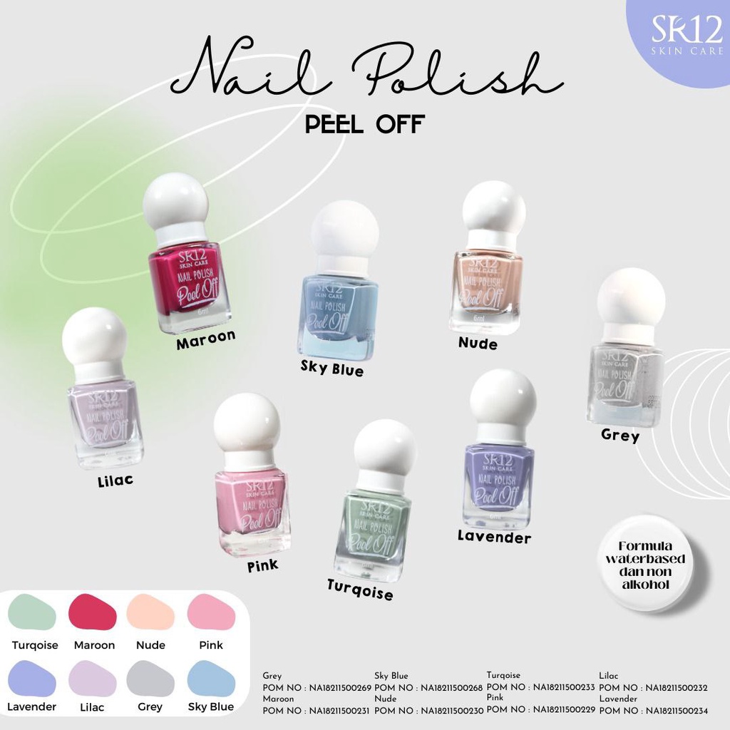 KUTEK SR12 HALAL PREMIUM | NAIL POLISH PEEL OFF | KUTEK KELUPAS WATER BASED NON ALKOHOL | CEPAT KERING CAT KUKU BPOM