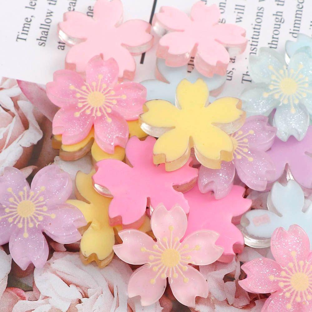 [Elegan] Jepit Rambut Bahan 26mm DIY Resin Glitter Resin Bunga Bunga Sakura Flatback Phone Case Scrapbooking Kerajinan