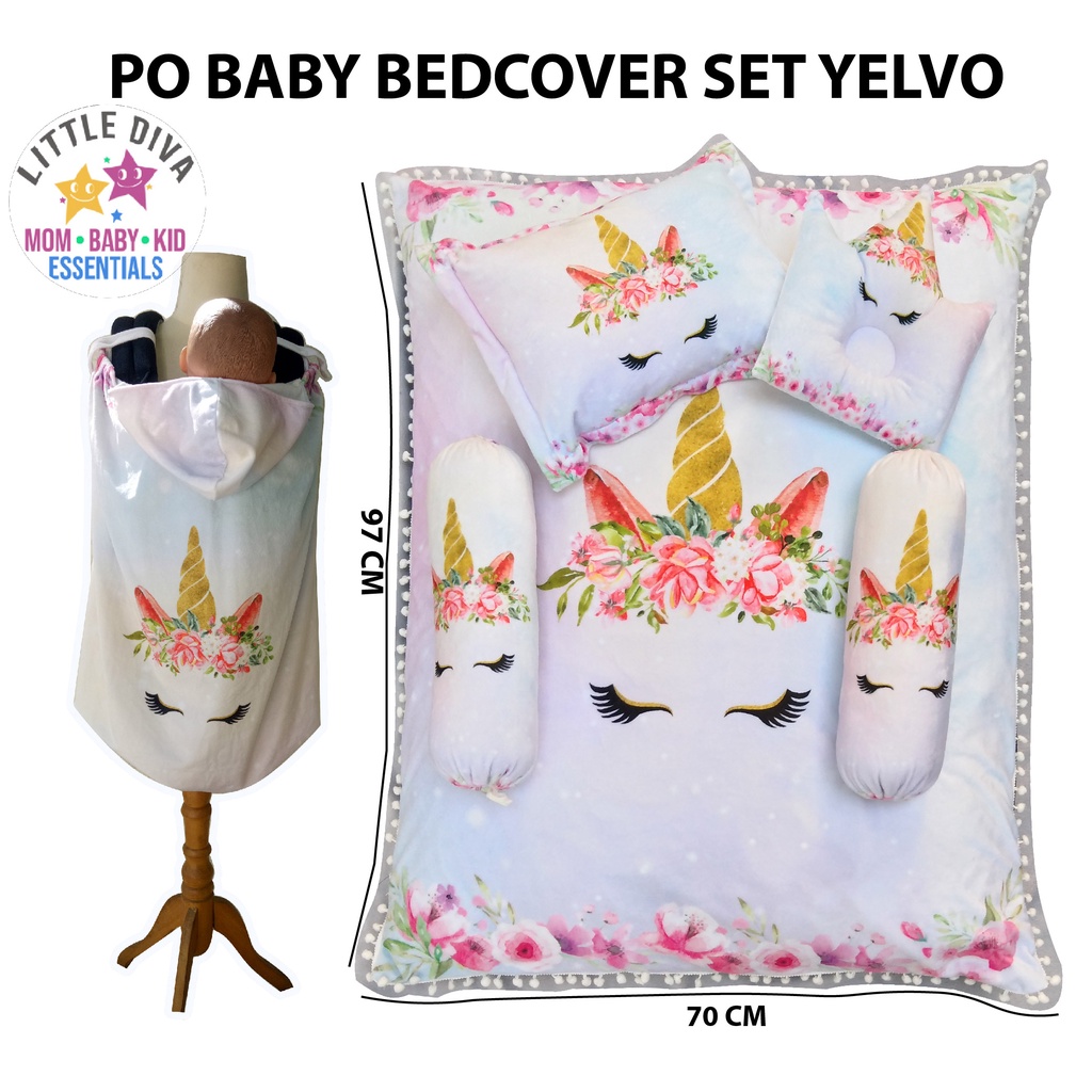 PO BEDSET YELVO bedcover set bayi PREORDER bed set baby plus Selimut travel kado lahiran bayi