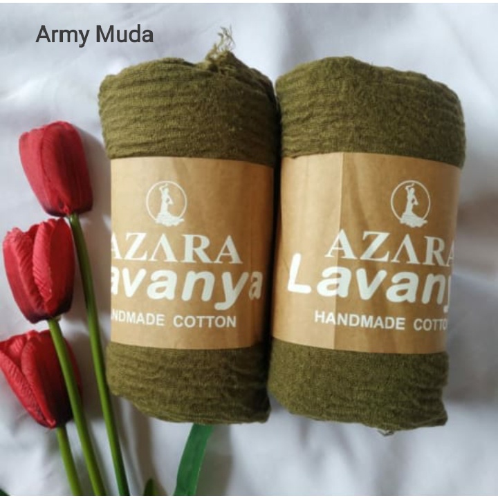 pashmina kusut polos / hijab pashmina crinkle premium-army muda