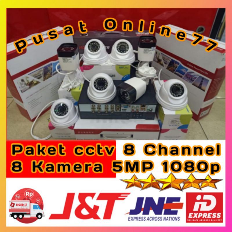 PAKET CCTV 8 CHANNEL 8 KAMERA 5MP BEST QUALITY LENGKAP