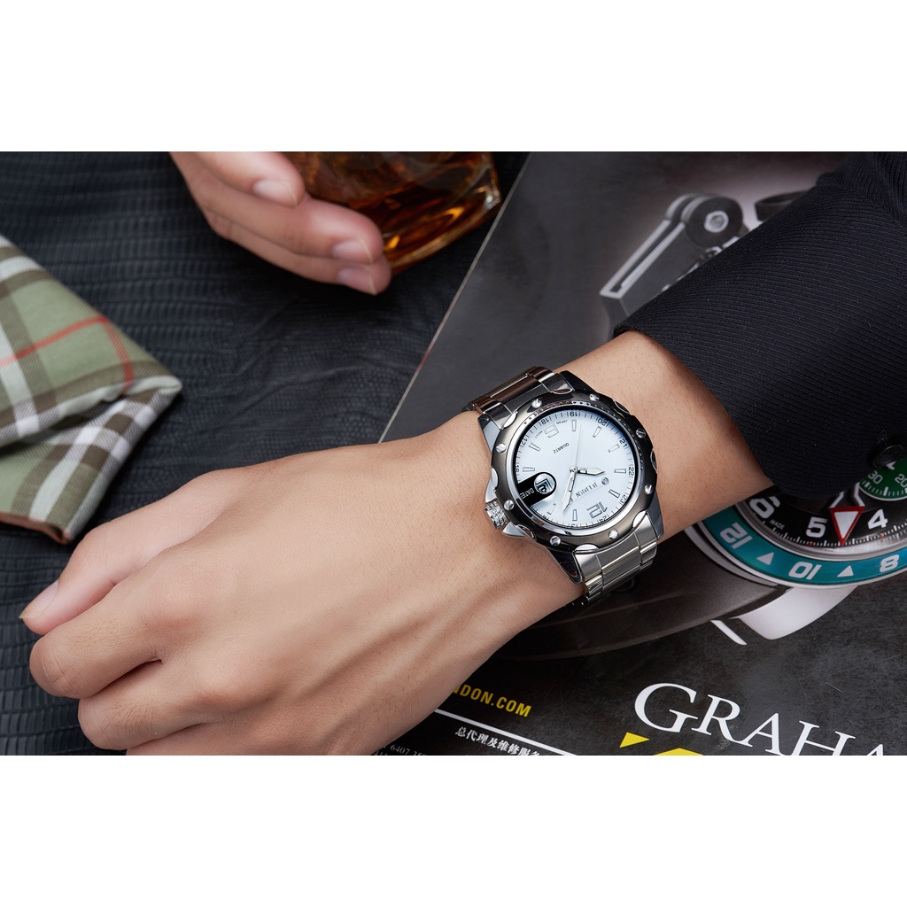 Biden 0012 Jam Tangan Pria Analog Tanggal Stainless Steel Band Calendar Quartz Watch Original Water Resistant 30 Meter