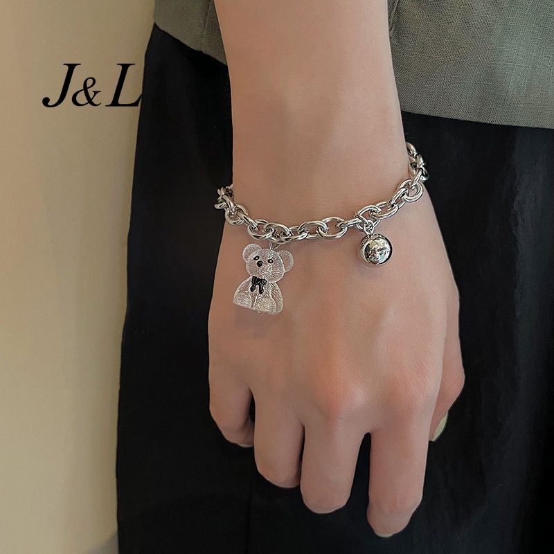 Trendy Women Jewelry Fashion Alloy Silver Bear Bead Bracelet