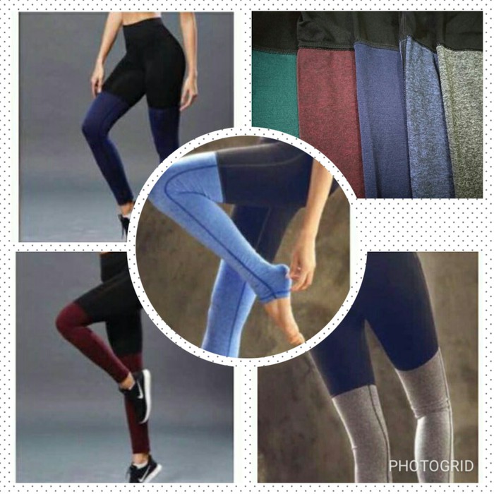 Import Sport Legging 2 Tone Celana Olah Raga Running Yoga Fitness Gym