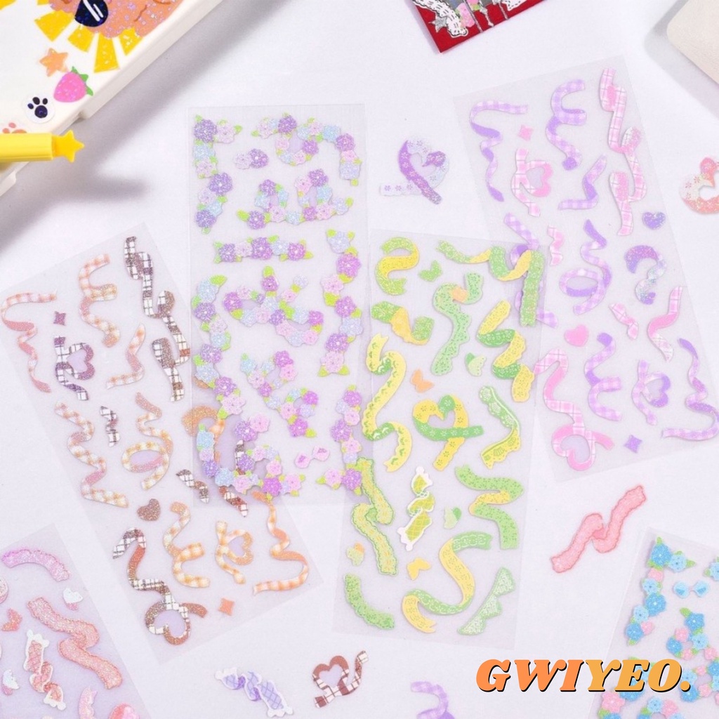 

Glitter Laser Bling Sticker Ribbon Party Flower Korean Style Stiker