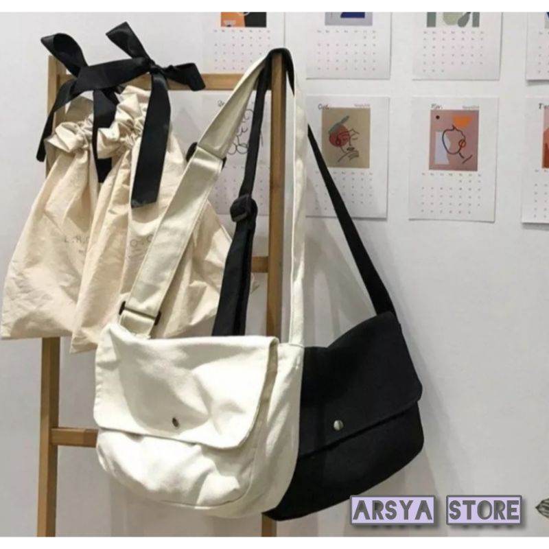 TAS SLEMPANG CANVAS UNISEX CLASSIC/TOTE BAG/SLING BAG PRIA/WANITA