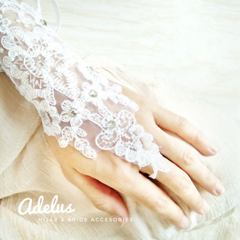 Sarung Tangan Pengantin Wedding Gloves Aksesoris Terbaru 2021 Adelus Premium