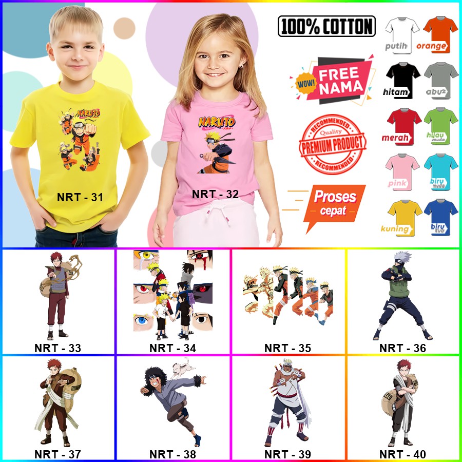 Baju Kaos ANAK DAN DEWASA NARUTO COUPLE (FREE NAMA) 51 - 100