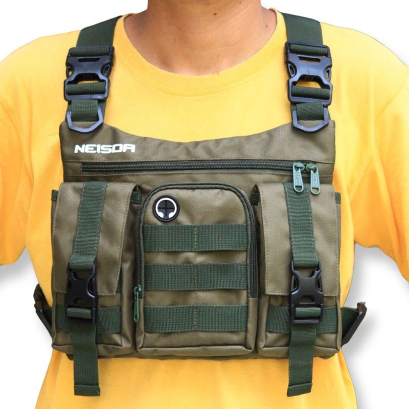 CHEST BAG GOLDY V2 - Tas dada Pria Tactical Cream Three Pocket Neisda terbaru 2023