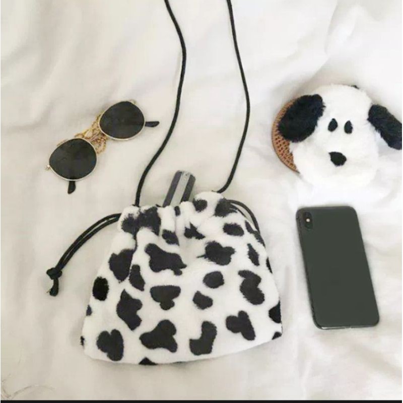 Tas selempang Sapi kasual / tas bahu serut mini / tas wanita lucu ponsel messenger tangan