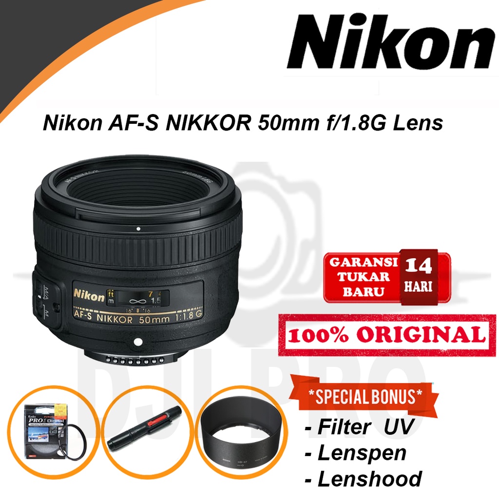 Nikon AF-S NIKKOR 50mm F1.8G - Lensa Nikon 50mm F1.8 G For Kamera SLR