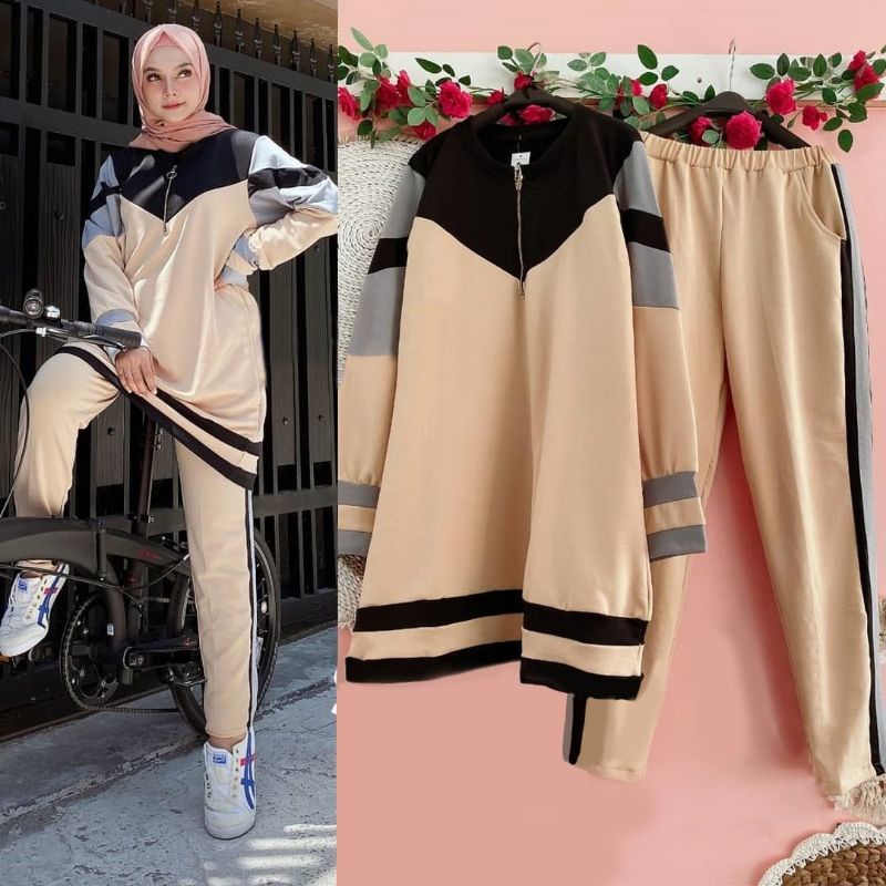 SET CELANA SELLA GOWES, BABYTERRY,  GAMIS HIJAB MUSLIM, SETELAN OLAHRAGA, 2 UKURAN