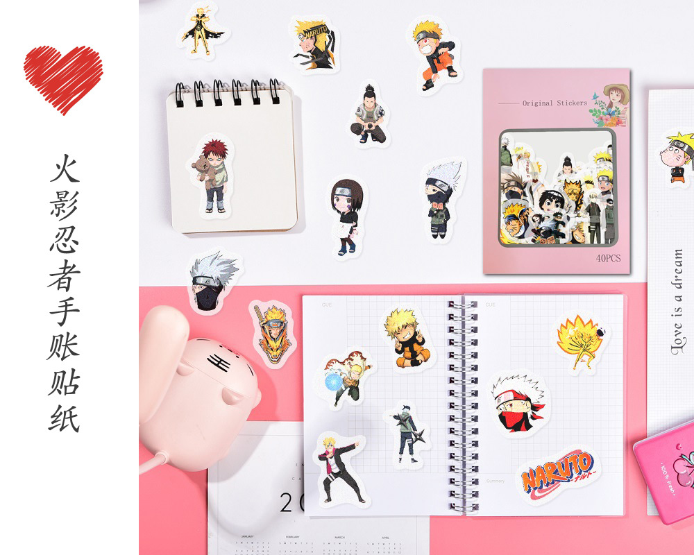 40 Japanese anime Naruto and paper hand account stickers Japanese and Korean style DIY decorative diary