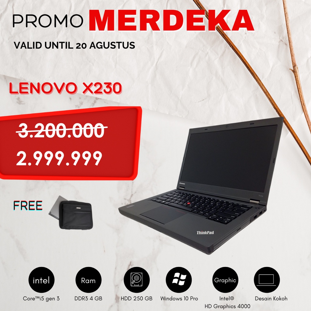 LENOVO THINKPAD/ CORE i5/ RAM 4 GB/ HDD 320 GB BERGARANSI