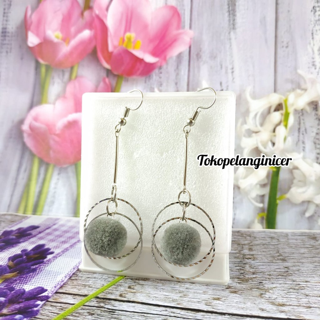 Anting fashion wanita Handmade cantik ( RINGPOM ) By Tokopelanginicer