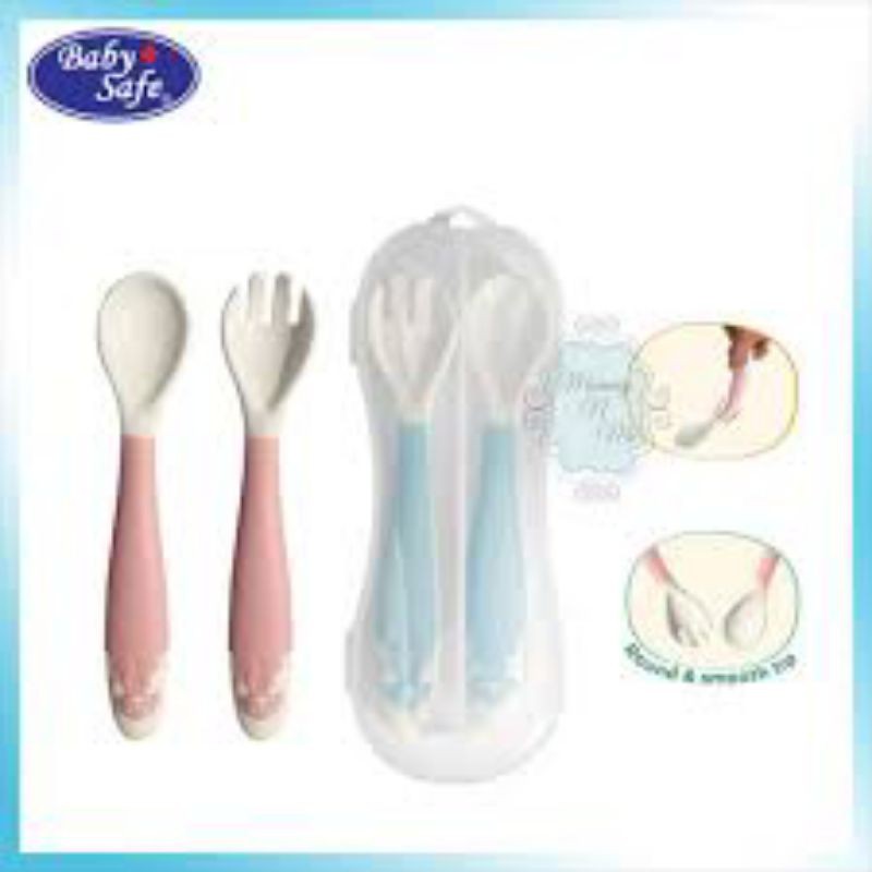 BABY SAFE BENDABLE FORK &amp; SPOON B348P B348B / SENDOK GARPU SET BABY SAFE