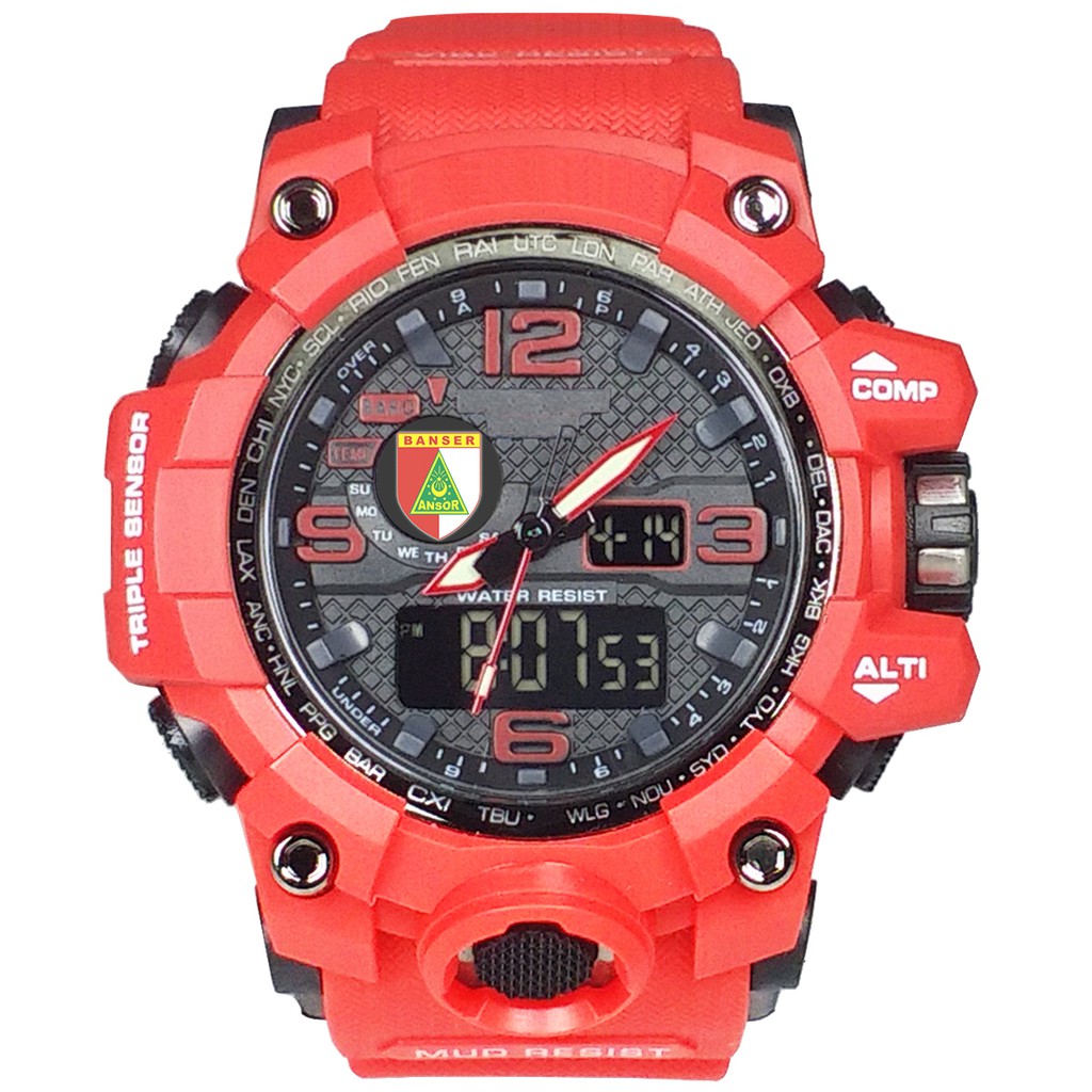 (Istimewa Bossque) Jam BANSER MERAH PUTIH DT Full Merah (Exclusive)