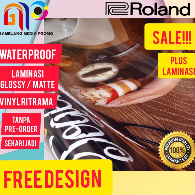 

Cetak Sticker Vinyl Ritrama Meteran Laminasi Waterproof