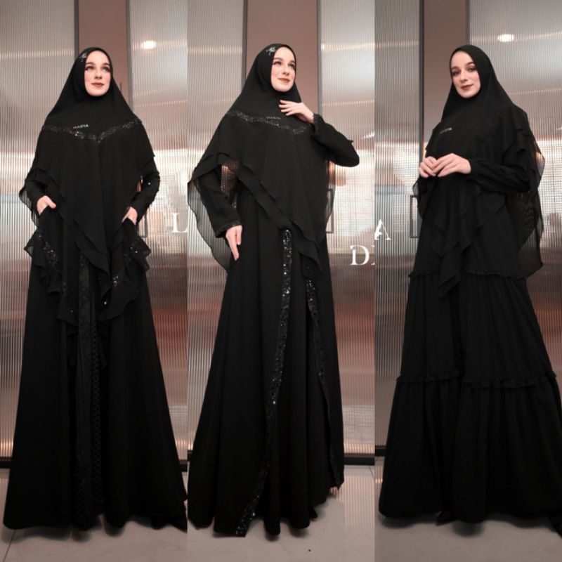 [MADENIA SYARI]DRESS SET Black premium  AMARA" " DINARA " " LIARA " By Madenia Syari