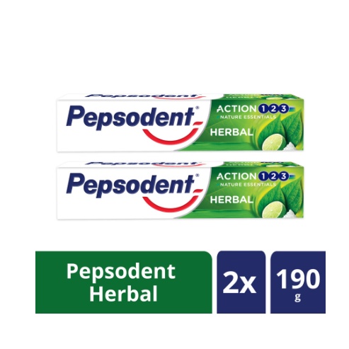 Pepsodent Action 123 Pasta Gigi Herbal 190G Twin Pack