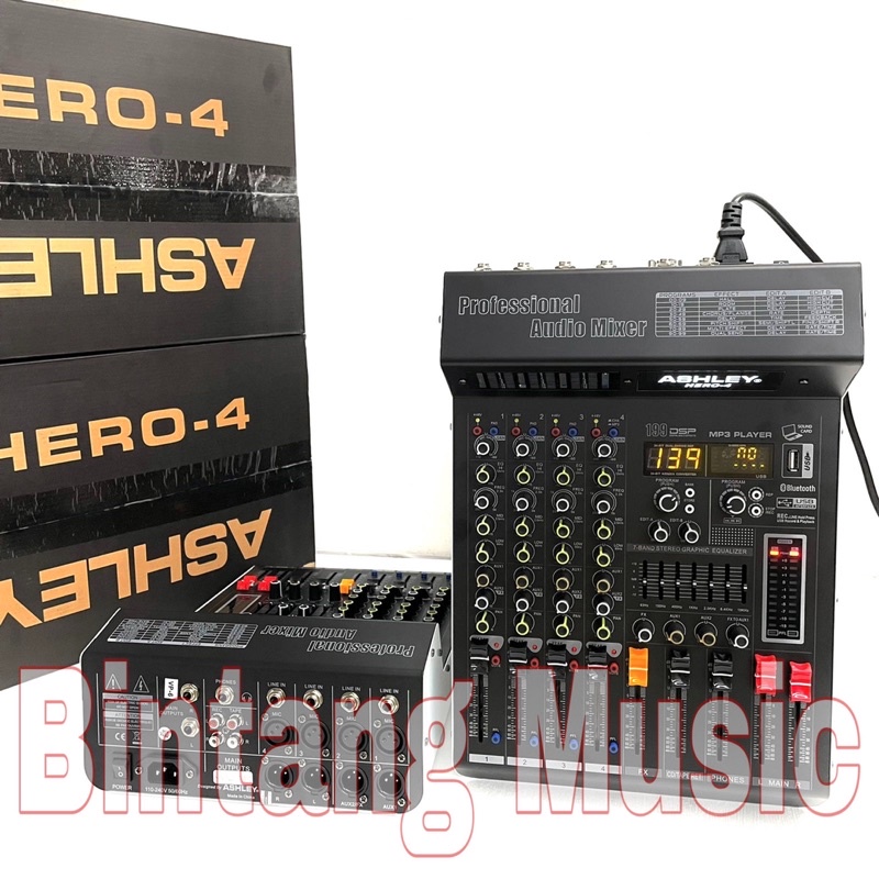 mixer audio 4 channel ashley hero 4 original mixer ashley hero4 garansi 1 tahun