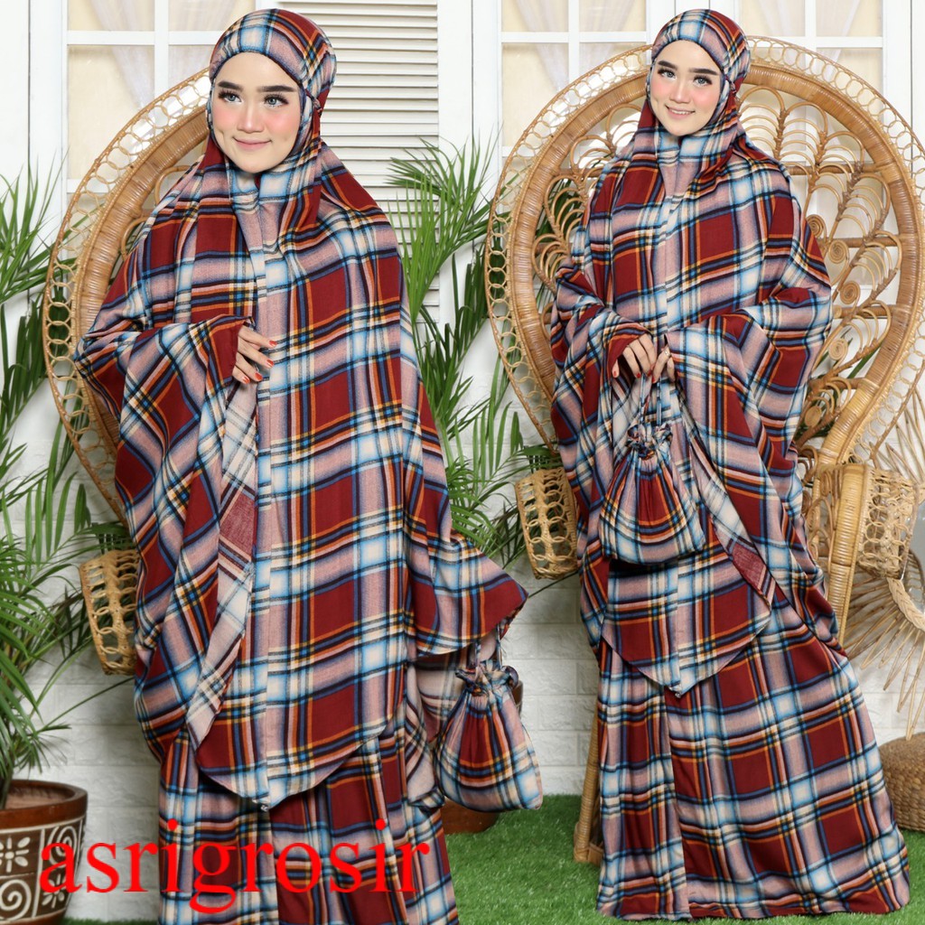 HOPYLOVY - HOPYLOVY - Mukena Dewasa Rayon Bali Motif Kotak Kotak