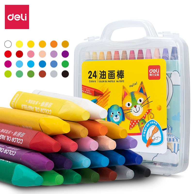 

Deli Krayon Sekolah 12/24/36 Warna Cerah bentuk segitiga ergonomis tangan bersih 72070 72072
