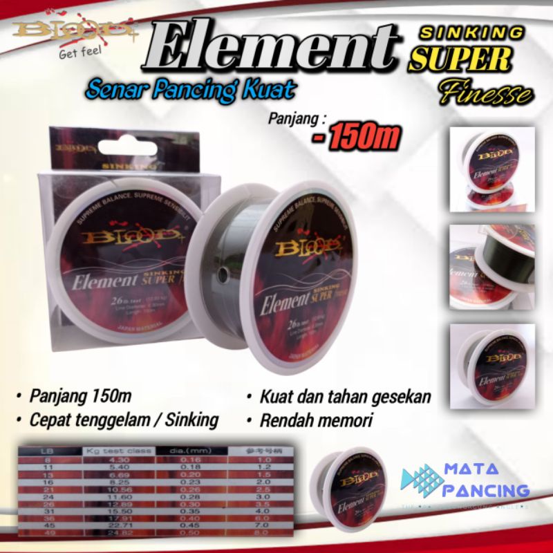 Senar pancing blood element sinking super finesse 150M