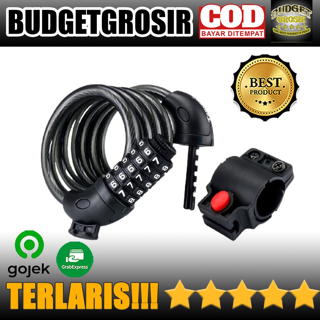 Gembok Sepeda Kode Angka 5 Digit - SJ008 - Black--TaffGUARD