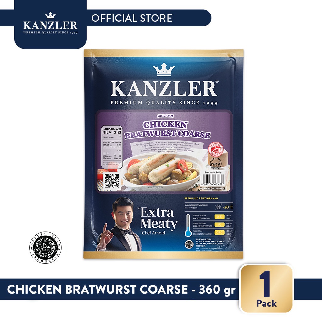 

1 Pack - Kanzler Chicken Bratwurst Coarse 360gr