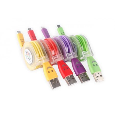 KABEL DATA TARIK NYALA LAMPU LED SMILE BISA BUAT CAS HP USB PORTABLE