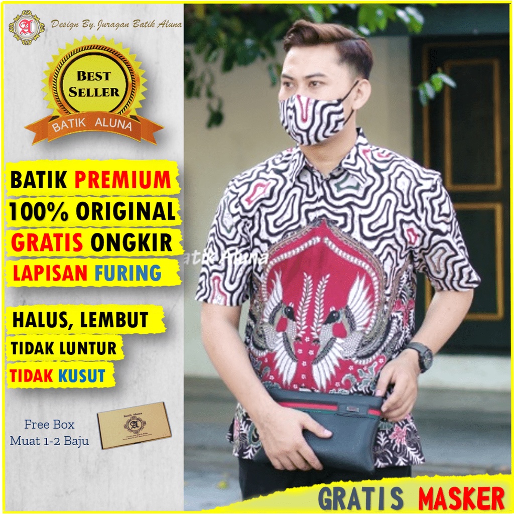Hem Batik Pria Kemeja Batik Premium Lengan Pendek Jumbo Atasan Batik Modern Terbaru Peria Batik Prem