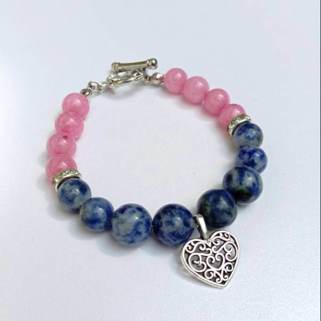 GELANG BATU PINK, GIRLY, HANDMADE, ASLI