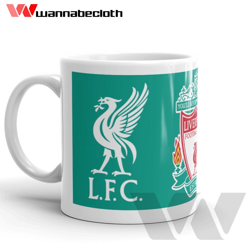 Gelas Liverpool Mug Liverpool Mug Custom Souvenir Liverpool Mug Bola Liverpool LFC Logo Green
