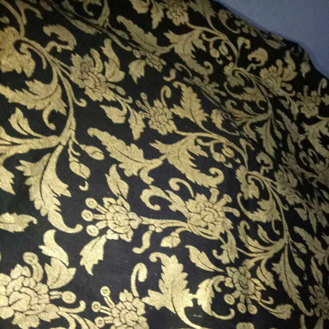 Batik Prada Hitam Daun Dan Embos Pekalongan