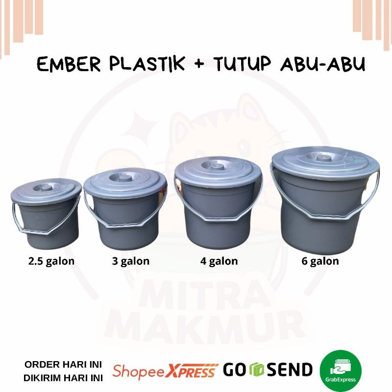 YUTAKA- EMBER PLASTIK + TUTUP EKONOMIS 2,5 - 3 - 4 - 6 GALON (8-22LITER)