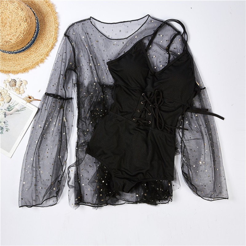 ALL IN ONE-040 Set Bikini Baju Renang Wanita Gaya Korea Model rok renda Import High Quality-2