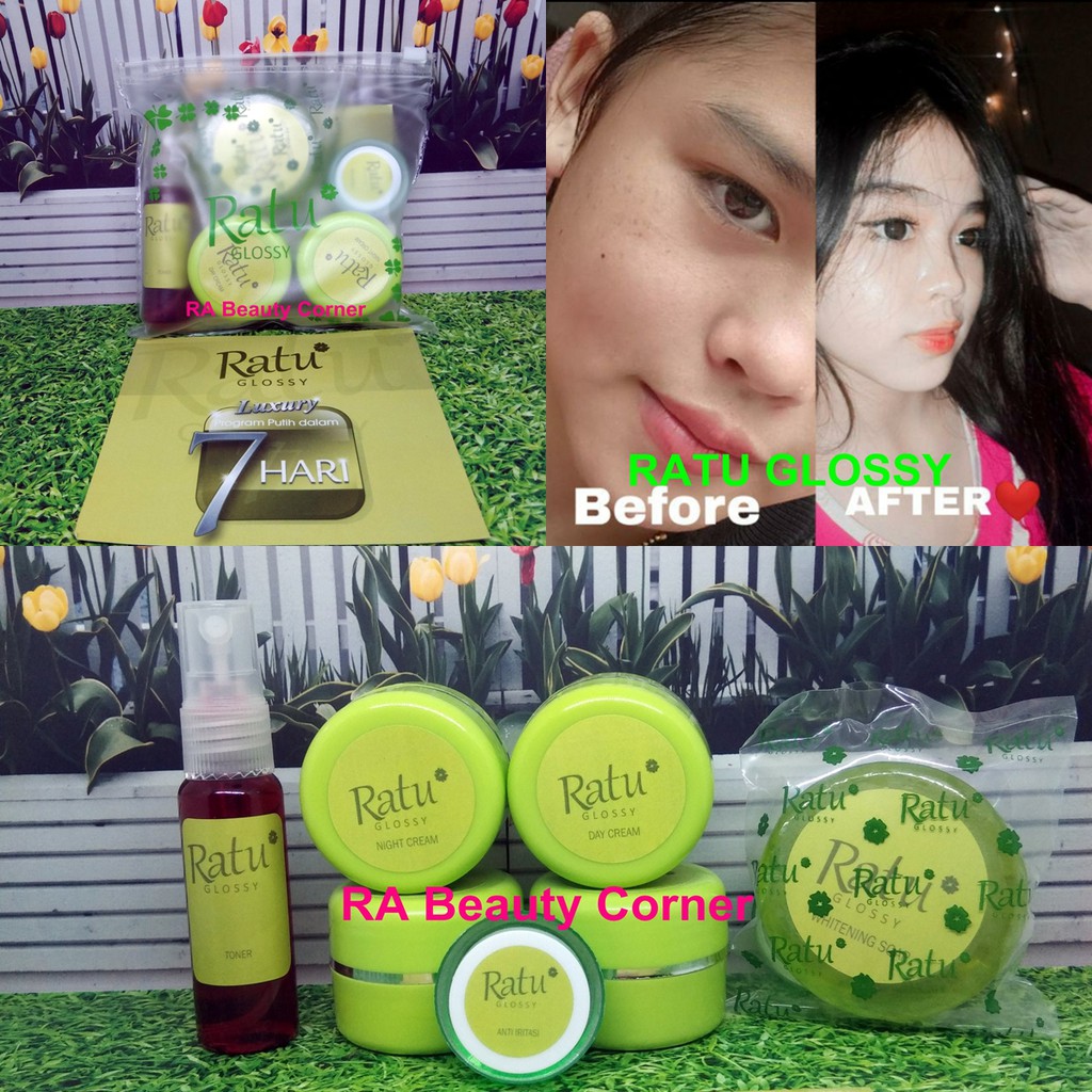 RATU GLOSSY PAKET PENGELUPASAN  / CREAM FLEK / TONER PENGELUPASAN WHITENING / GLOWING / EKSTRA GLOW