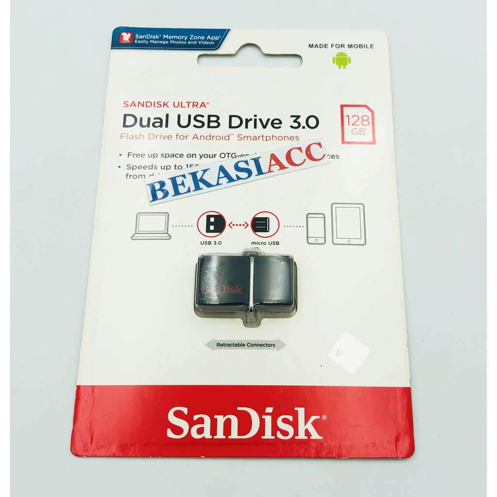 FLASHDISK OTG MICRO SANDISK 128GB ORIGINAL - FLASH DISK OTG MICRO SANDISK 128GB ORI
