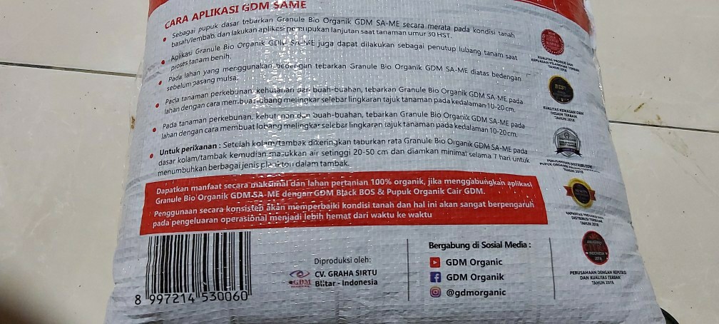 Gdm Granule Bio Organik Same Pupuk Padat Tanaman
