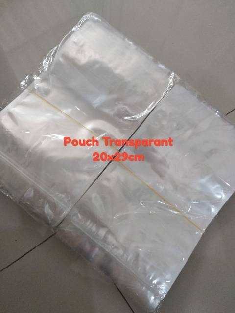 Isi 100 pcs Standing Pouch Transparan 20x29cm Plastik Klip Berdiri Bening Impor