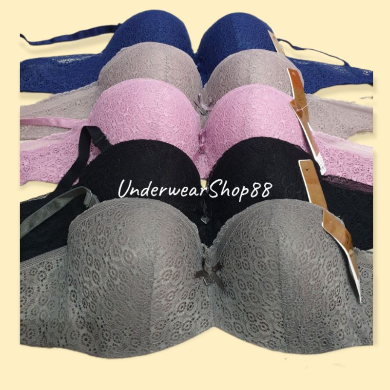 Bra PushUp Berkawat Berbusa/Bra Import Premium PushUp Half Cup/Bra PushUp Busa Sedang Tebal/Kait 2/Size 34-38