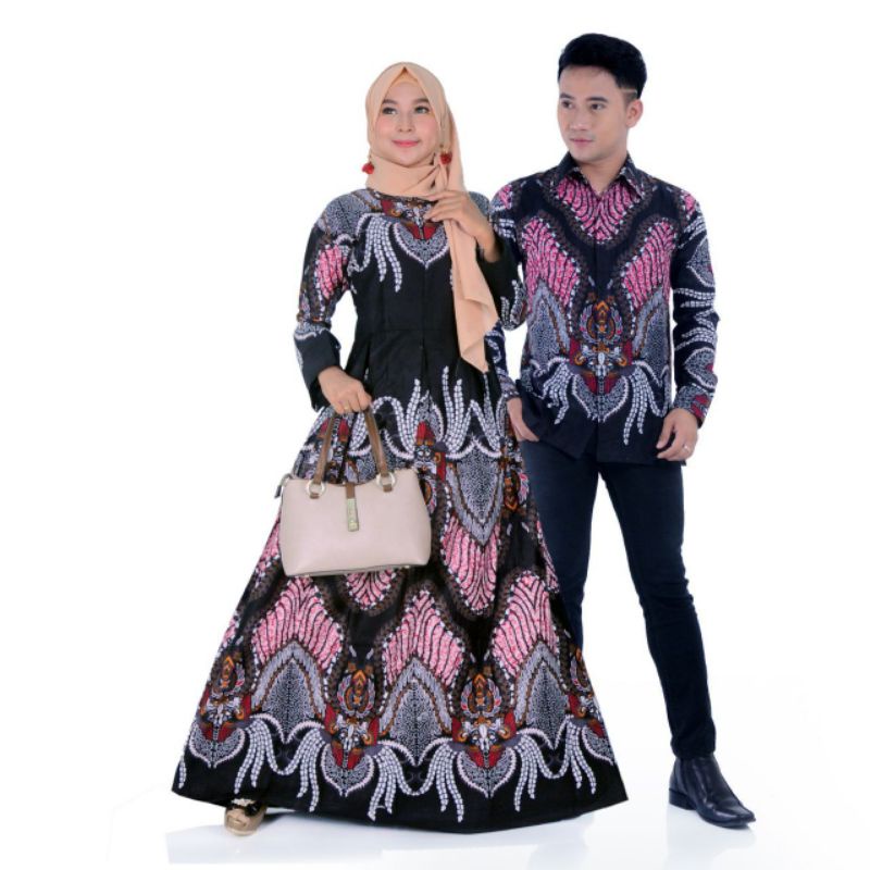 Baju Batik Couple Keluarga Sania Ruffle Ori Ndoro Jowi Dnt Motif Madu Merah TERMURAH DI SHOPEE