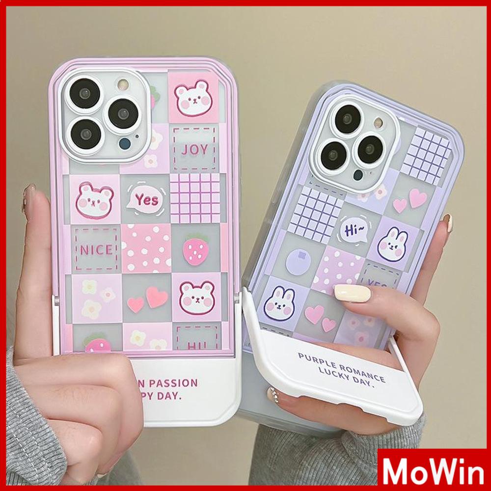 iPhone Case Acrylic Invisible Folding Stand Silicone Soft Case Airbag Shockproof Camera Cover Bear Cute Cartoon Compatible For iPhone 11 Pro Max 13 Pro Max 12 Pro Max 7Plus XS Max