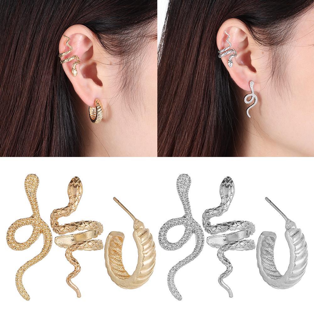 Preva Snake Ear Clip Wanita Pesta Punk Ear Hook Manset Telinga Vintage Ear Drop