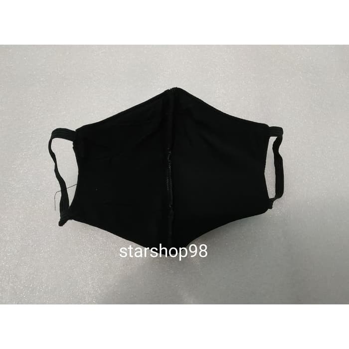 Masker Polusi Bahan katun 3 Lapis Black