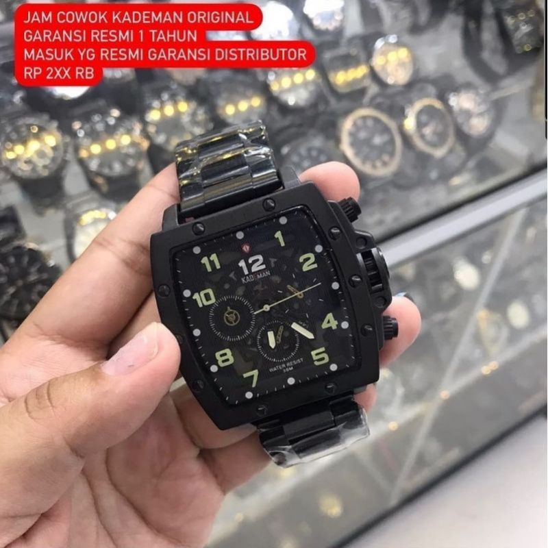 jam cowok petak original hitam analog