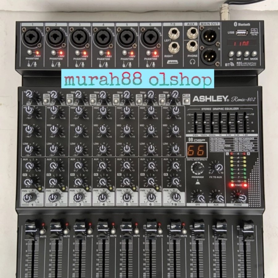 mixer ashley 8ch remix-802 Bluetooth original with soundcard