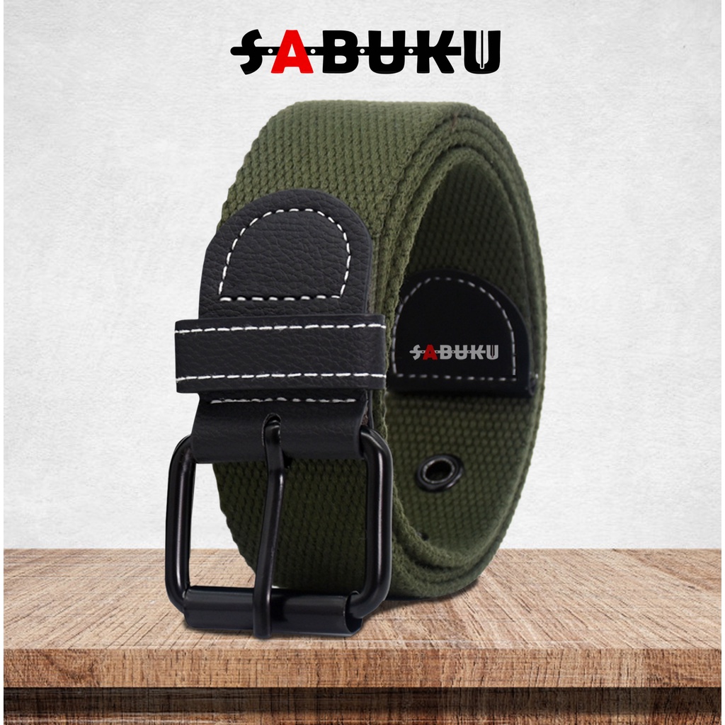 Ikat Pinggang Pria Sabuk Katun Canvas Polos Gesper Pria Men Belt - 038