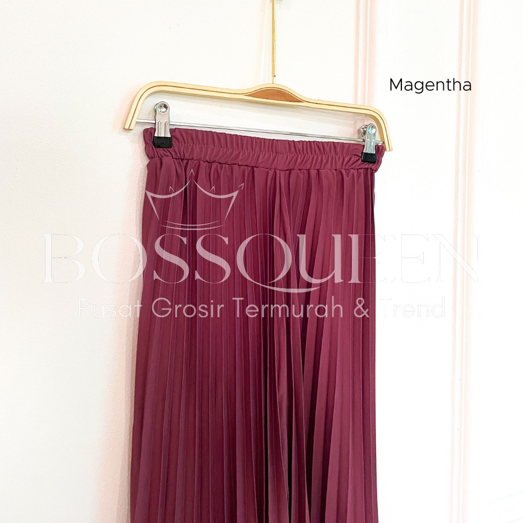 Rok plisket pendek 7/8 wanita model payung / Rok Plisket Mayung pendek / Rok Kerja Dewasa-Magentha